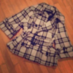 Joujou Black/winter white wool plaid jacket